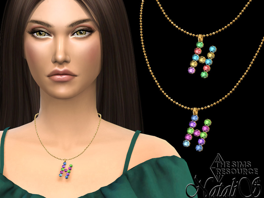 NataliS Letter H Multicolor Crystals Pendant
