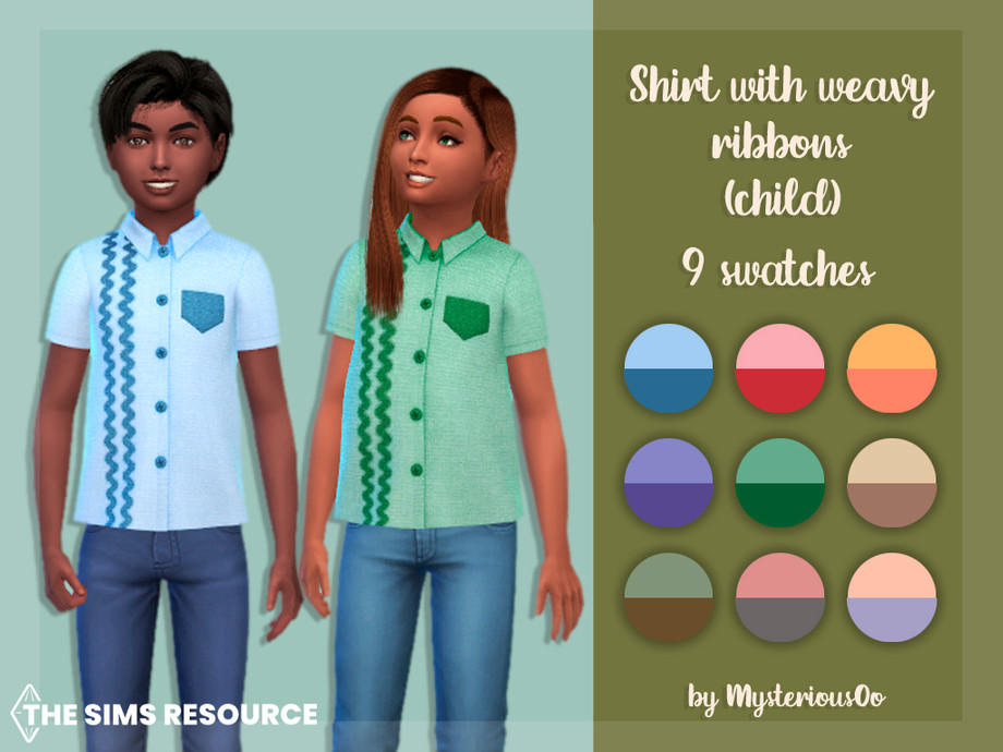 The Sims Resource - Shirt with weavy ribbons Child