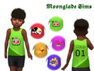 Sims 4 — Toddler Character Shirts  by MoongladeSims — A pack of 5 no sleeve character t-shirts for your toddler sims. 