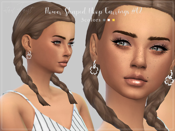 Sims 4 — Flower Shaped Hoop Earrings #02 by tokotomy — Flower Shaped Hoop Earring Earrings 3 colors( 3 Swatches ) You can