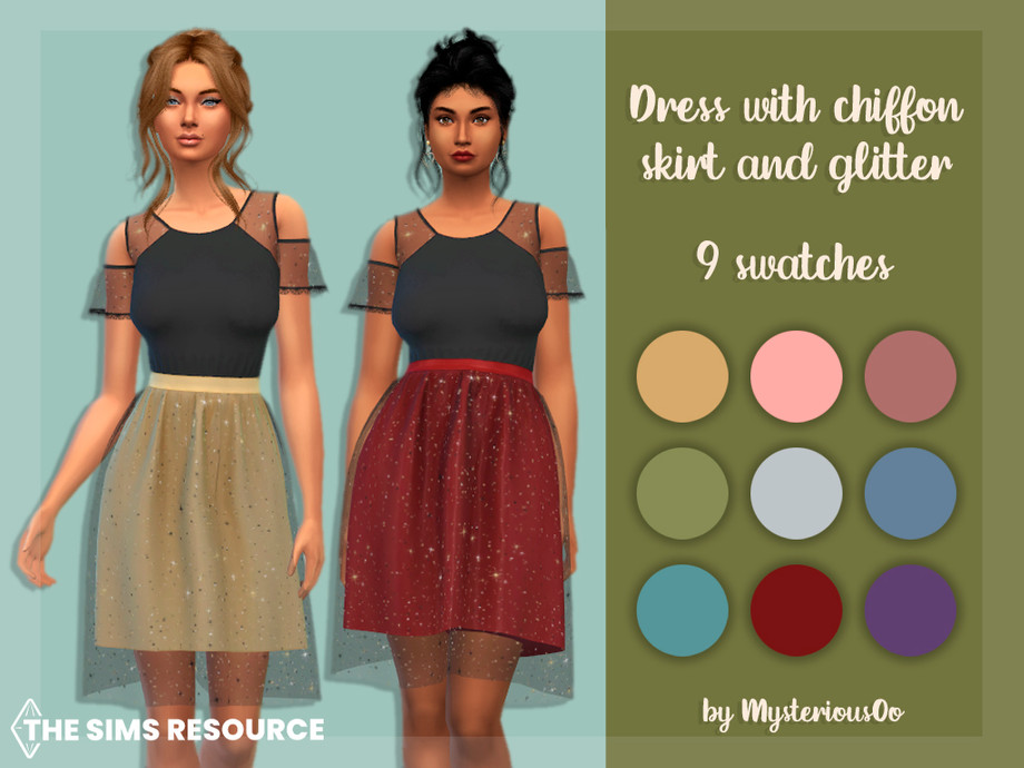 The Sims Resource - Dress with chiffon skirt and glitter