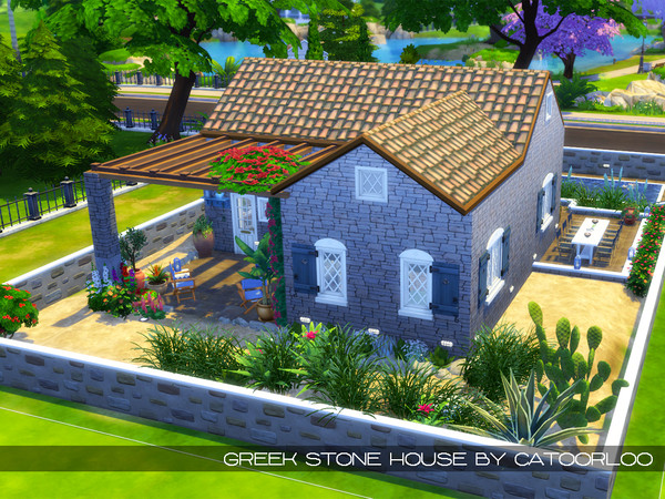 Sims 4 — Asphalt Abodes - Greek Traditional Stone House NO CC by catoorloo — This house it's inspired from the
