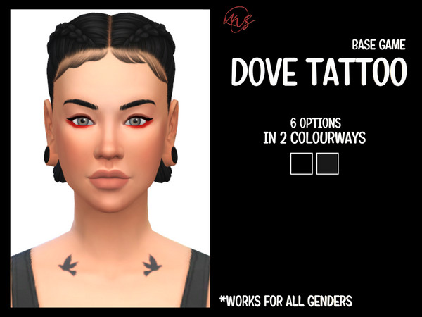 Sims 4 — Tiny Dove Tattoo by juicyc — Tiny tattoo of a dove located on your sims' collarbones.