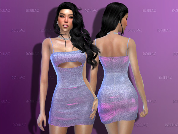The Sims Resource - Lilac Rainbow Sparkle Mini Dress DO172