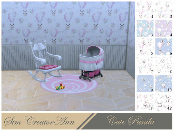 Sims 4 — Cute Panda Wallpaper by Sim_Creator_Ann — A cute panda wallpaper for your baby Sim or toddler. It has 3 wall