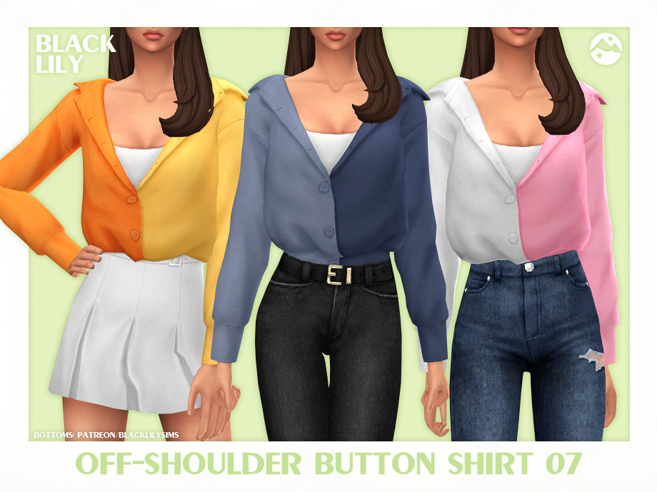 The Sims Resource Off Shoulder Button Shirt 07