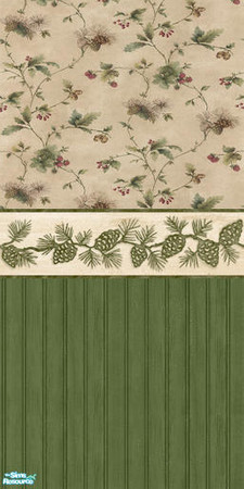Sims 2 — Colors of Christmas Pinecones by kittyispretty69 — A cheery Christmas themed wallpaper.