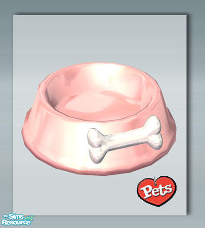 Sims 2 — Ceramic Bone Dog Bowl - Pink by Shakeshaft — Part of a new mesh dog bowl with a bone motif set includes