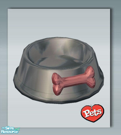 Sims 2 — Ceramic Bone Dog Bowl - Black by Shakeshaft — Part of a new mesh dog bowl with a bone motif set includes
