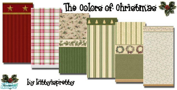 Sims 2 — Colors of Christmas Wallpaper Set by kittyispretty69 — A set of six wallpapers I made for a Christmas themed