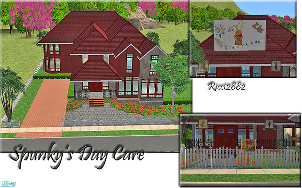Sims 2 — Spunky's Day Care Center by TheNumbersWoman —  This is a house and daycare center I built by request for