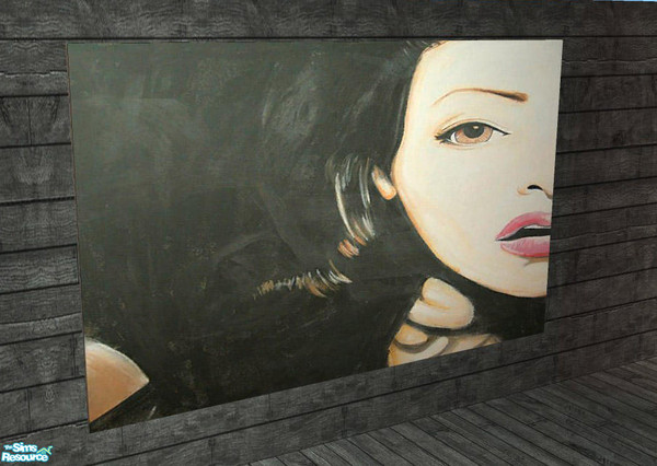 Sims 2 — Half_A_Lady  Huge Painting by openhousejack — a huge painting of half a face of a beautiful lady