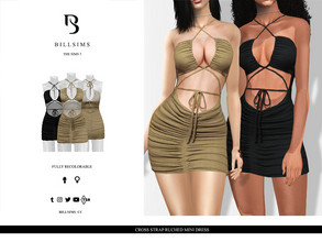 Sims 3 — Cross Strap Ruched Mini Dress by Bill_Sims — This mini dress features a bust-flattering keyhole design,