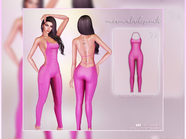 Sims 4 — [PATREON] Ring Detail Jumpsuit L52 by Mermalade — - New Mesh - All Lods - All Maps - 4 Swatches - Custom