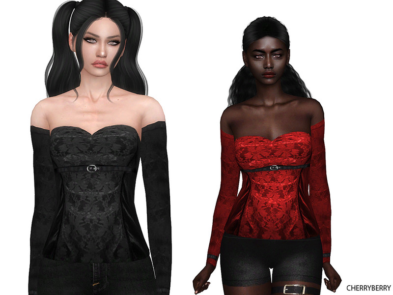 Sims 4 The Sims Resource | Emilie Gothic Top by TSR Creator