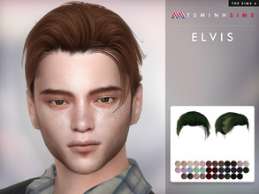 Sims 4 — Elvis Hair by TsminhSims — New meshes - 35 colors - HQ texture - Custom shadow map, normal map - All LODs -