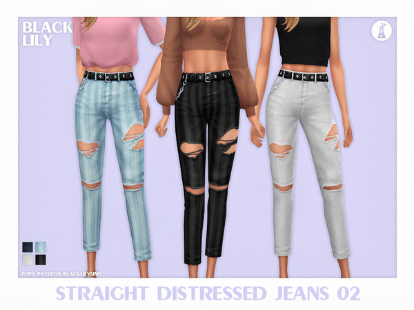 The Sims Resource - Straight Distressed Jeans 02