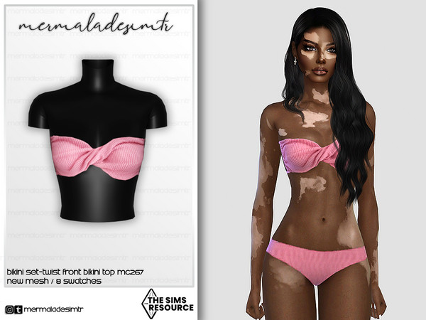 Sims 4 — Bikini Set-Twist Front bikini top MC267 by Mermalade — New Mesh 8 Swatches All Lods Teen to Elder For Female