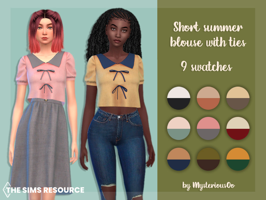 The Sims Resource - Short summer blouse with ties
