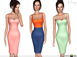 Sims 3 — Midi Dress by ekinege — Sweetheart neckline midi dress with tank straps. 2 recolorable parts.