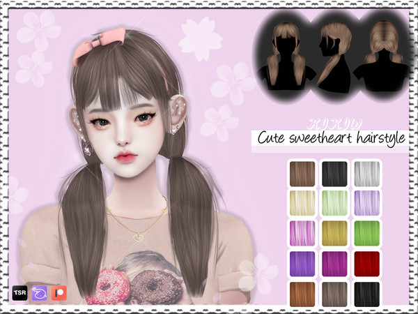 Sims 4 — [KIKIW]Cute sweetheart hairstyle by KIKIW — -New mesh -15 colors -HQ