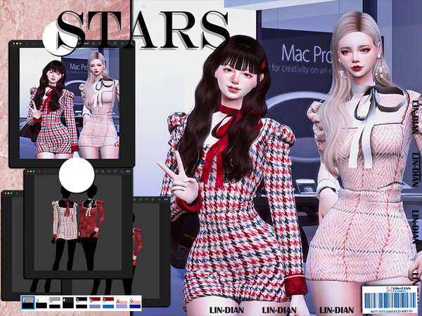 Sims 4 — [DIAN]STARS_SUIIT by LIN_DIAN — - New Mesh - ALL Lods. - 9 Colors. - Shadow Map