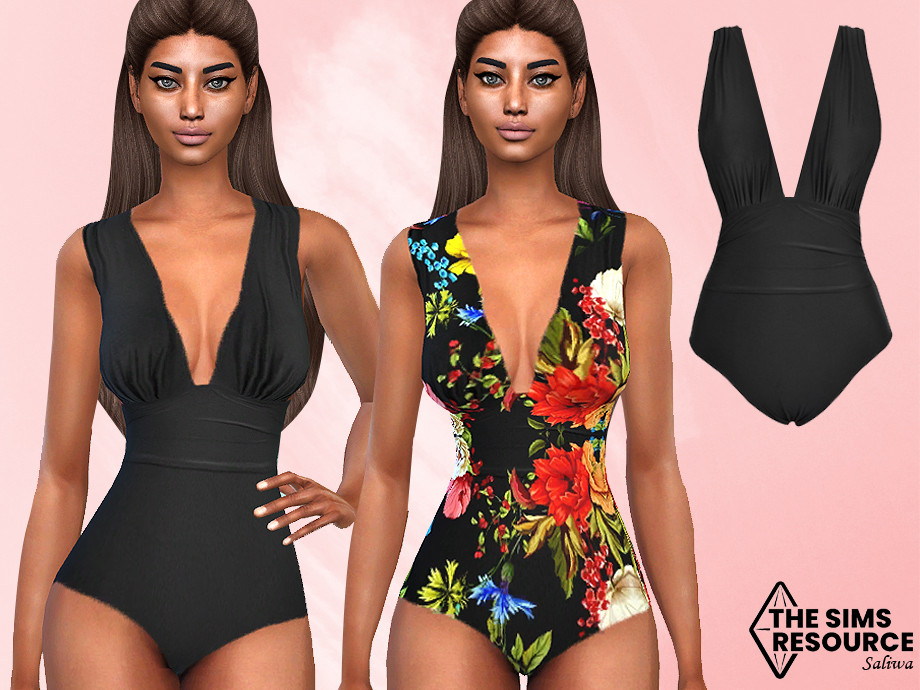 The Sims Resource - Deep Neck Swimsuit