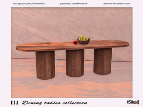 Sims 4 — Ria Tables collection by Winner9 — Base dining tables collection in 4 swatches: wood, concrete, white and black.