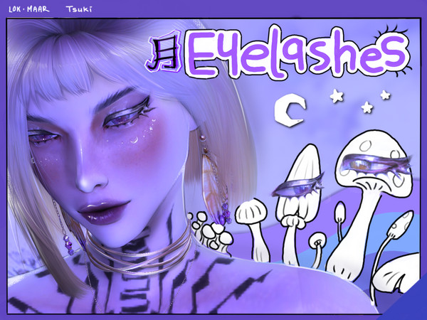Sims 4 — [LokMaar] Tsuki Eyelashes by LokMaar — Eyelashes (Eyeliner) Fantasy, unnatural chromatic/metal Eyelashes. 