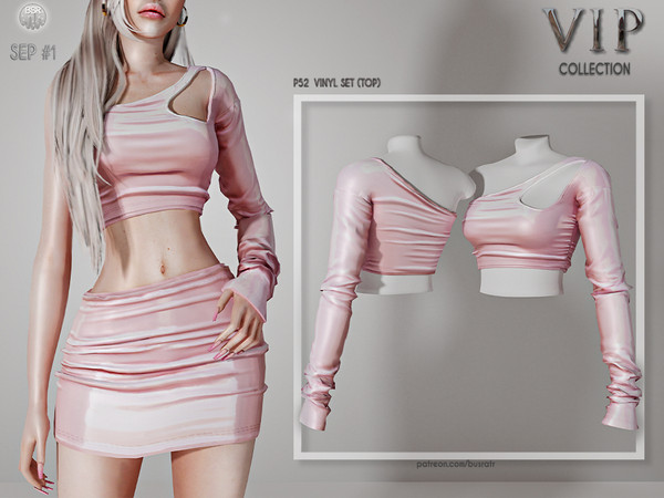 Sims 4 — [PATREON]  (Early Access) VINYL SET (TOP) P52 by busra-tr — 12 colors Adult-Elder-Teen-Young Adult For Female