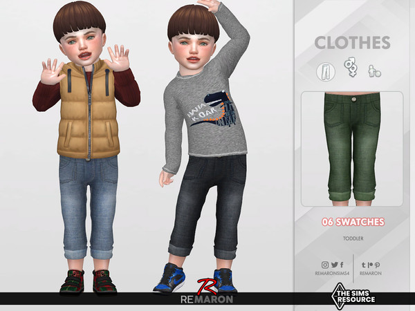 The Sims Resource - Denim cropped pants 01 for Toddler
