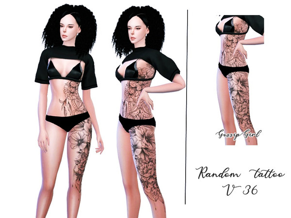 Sims 4 — Random Tattoo V36 by GossipGirl-S4 — - works with all skins and overlays - Light and dark swatches - teen to