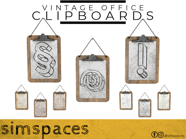Sims 4 — Vintage Office - clipboards by simspaces — Part of the Vintage Office set: three good ol' clipboards to hold