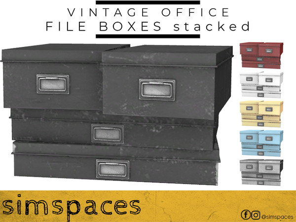 Sims 4 — Vintage Office - file boxes stacked by simspaces — Part of the Vintage Office set: a set of super secure