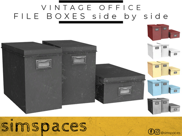 Sims 4 — Vintage Office - file boxes side by side by simspaces — Part of the Vintage Office set: a set of super secure