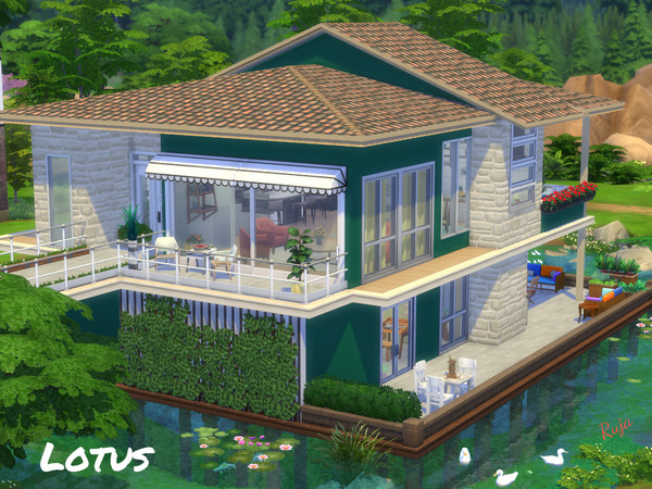 Sims 4 — Lotus by ruja2 — This house is designed for a family with at least two children, a girl and a boy. It was built