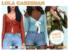 Sims 4 — Lola Cardigan Top Set [Patreon] by Solistair — A long sleeved cardigan with an open front, held together by a