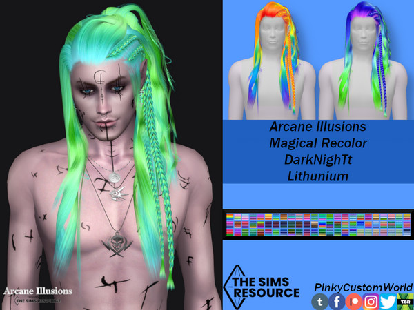 Sims 4 — Arcane Illusions-MagicalRecolor DarkNighTt Lithunium hair by PinkyCustomWorld — Beautiful long, messy alpha