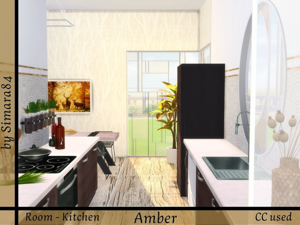 Sims 4 — Kitchen Amber by Simara84 — This kitchen, decorated in dark tones, invites you to cook and eat together. Modern
