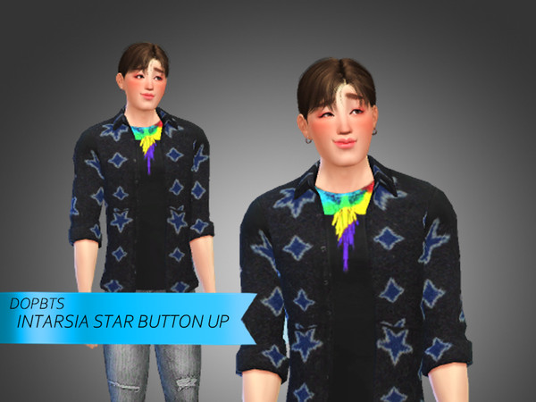 Sims 4 — Intarsia Star Button Up by dopbts — - HQ compatible; - all genders; - all ages