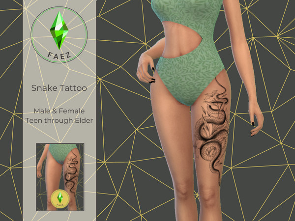 Sims 4 — Snake Tattoo by _Faez_ — - Teen through Elder - For Male and Female Hope you like it!
