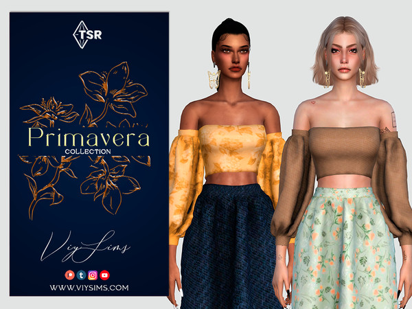 Sims 4 — PRIMAVERA Collection - TOP FOR FLORAL SET [I] by Viy_Sims — Top New Mesh!! 10 Colors Compatible with HQ mode