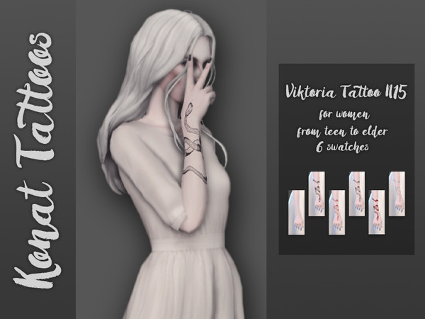 Sims 4 — Viktoria tattoo No15 by DemolitionKonat — Tattoo for women. 6 swatches: colorful and natural, dark silver, light