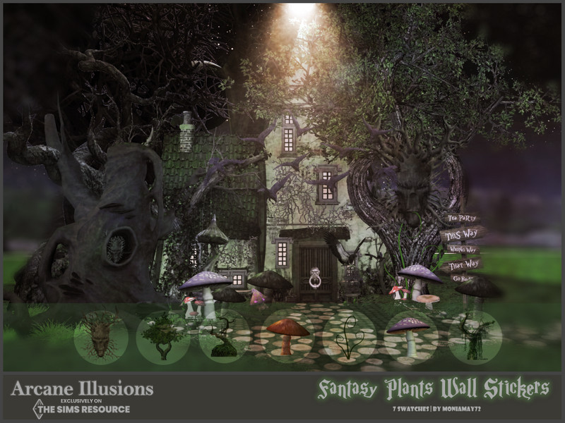 Sims 4 The Sims Resource | Arcane Ilussions Fantasy Plants Wall Stickers by TSR Creator