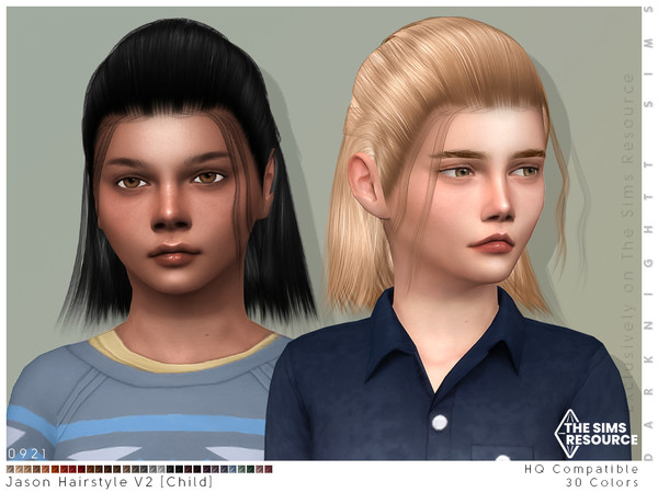 Sims 4 — Jason Hairstyle V2 [Child] by DarkNighTt — Jason Hairstyle v2 is a medium hairstyle for children. 30 colors (20