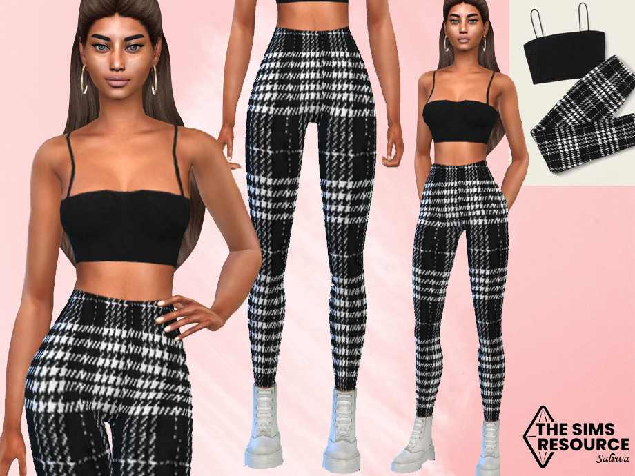 The Sims Resource - Plaid Leggings Outfit