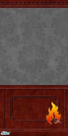Sims 2 — Gray Damask Walls with Cherry Paneling by scfiregirl25 — These walls are damask paper above cherry paneling with