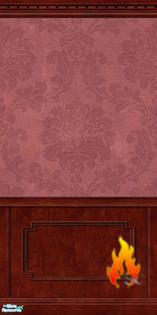 Sims 2 — Rose Damask Walls with Cherry Paneling by scfiregirl25 — These walls are damask paper above cherry paneling with