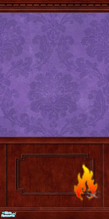 Sims 2 — Violet Damask Walls with Cherry Paneling by scfiregirl25 — These walls are damask paper above cherry paneling