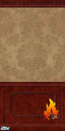 Sims 2 — Brown Damask Walls with Cherry Paneling by scfiregirl25 — These walls are damask paper above cherry paneling